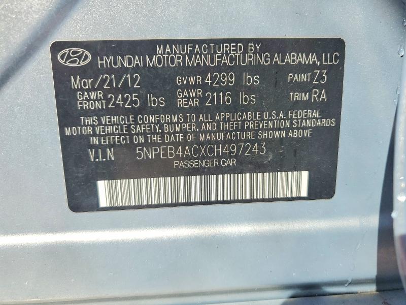 Продаж на аукціоні авто 2012 Hyundai Sonata, vin: 5NPEB4ACXCH497243, номер лоту: 49966026