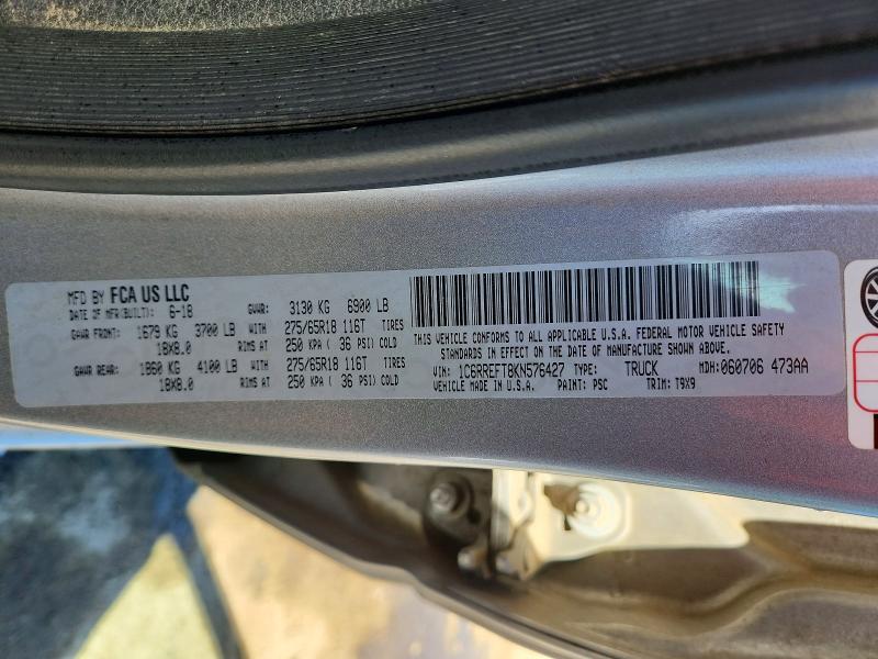 2019 Ram 1500 მანქანა იყიდება აუქციონზე, vin: 1C6RREFT8KN576427, აუქციონის ნომერი: 48339756