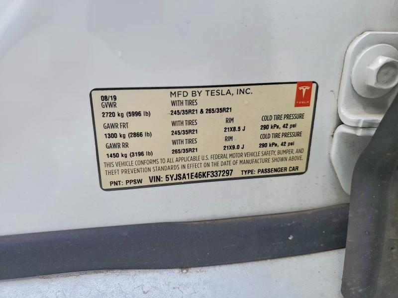 Продажа на аукционе авто 2019 Tesla Model S, vin: 5YJSA1E46KF337297, номер лота: 49835296