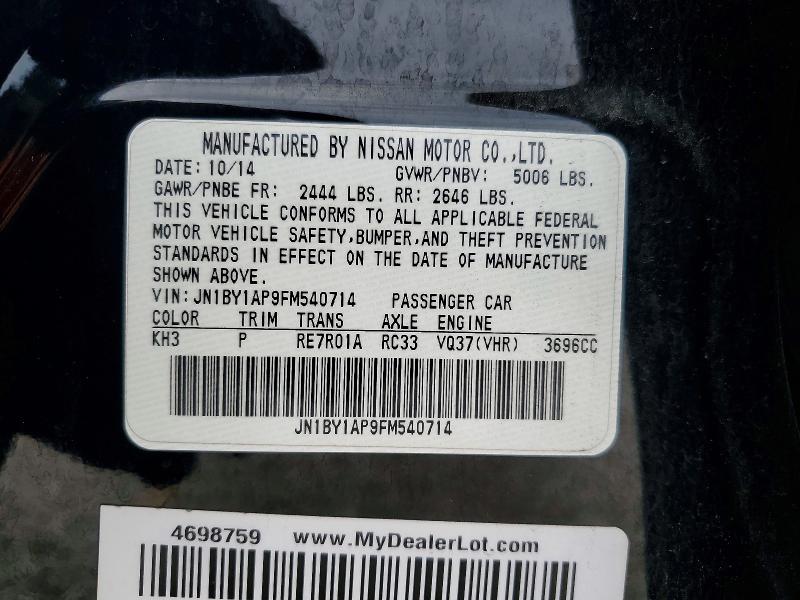 49552566 :رقم المزاد ، JN1BY1AP9FM540714 vin ، 2015 Infiniti Q70 مزاد بيع