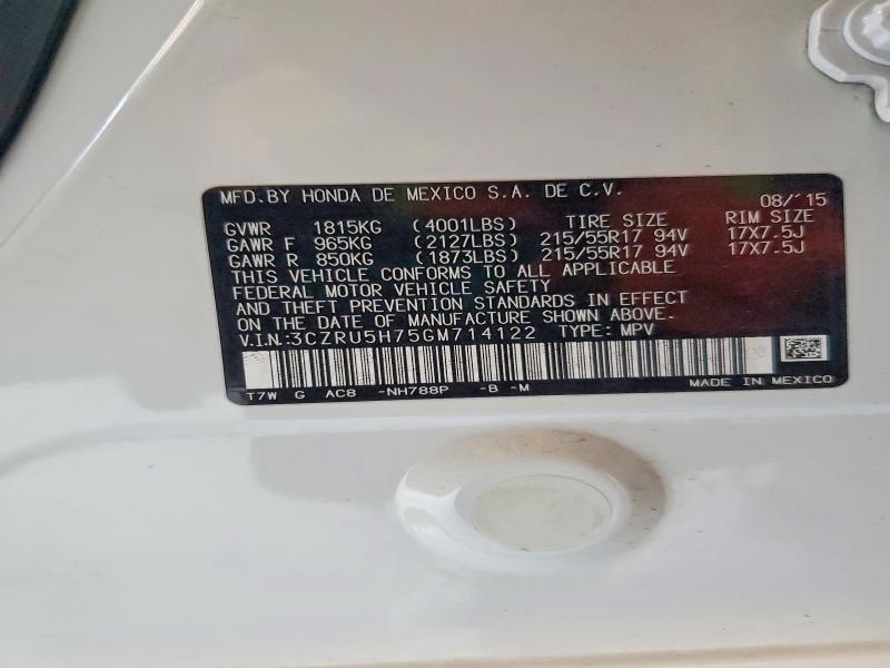 49111666 :رقم المزاد ، 3CZRU5H75GM714122 vin ، 2016 Honda Hr-v مزاد بيع