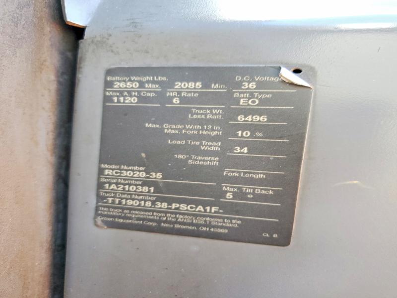 Продаж на аукціоні авто 1999 Crown Rc3020-35, vin: 1A210381, номер лоту: 48438086