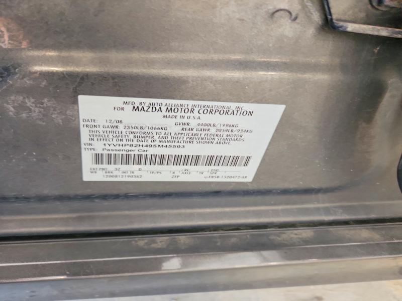 50734256 :رقم المزاد ، 1YVHP82H495M45593 vin ، 2009 Mazda 6 مزاد بيع