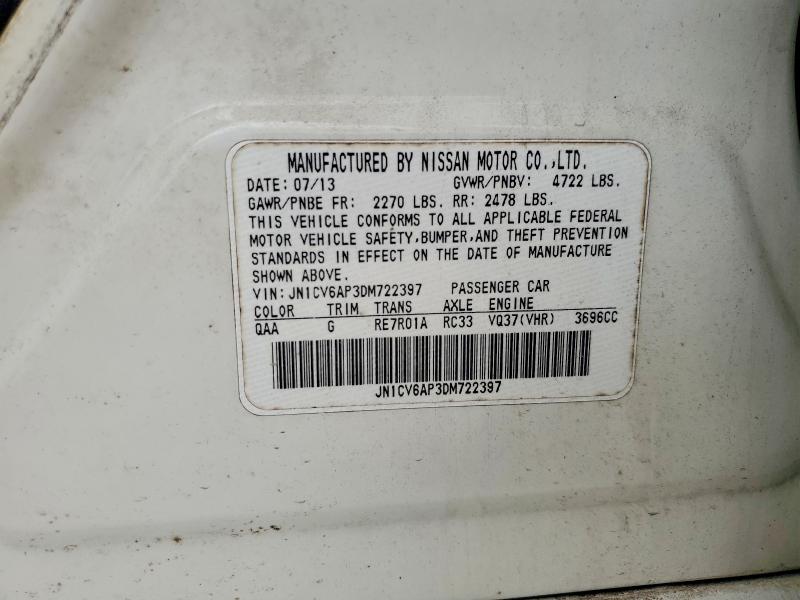 Aukcja sprzedaży 2013 Infiniti G37 Sedan, vin: JN1CV6AP3DM722397, numer aukcji: 50510536