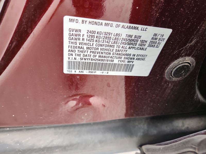 Aukcja sprzedaży 2019 Honda Passport, vin: 5FNYF8H25KB019198, numer aukcji: 49983926
