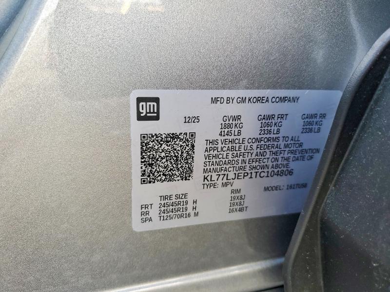 51649056 :رقم المزاد ، KL77LJEP1TC104806 vin ، 2026 Chevrolet Trax مزاد بيع