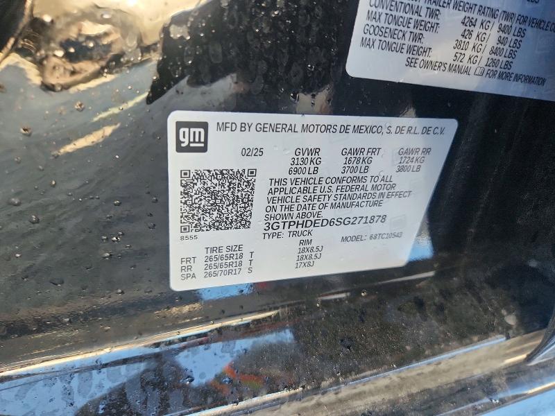 51147096 :رقم المزاد ، 3GTPHDED6SG271878 vin ، 2025 Gmc Sierra مزاد بيع