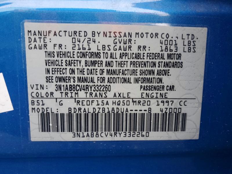 Продаж на аукціоні авто 2024 Nissan Sentra, vin: 3N1AB8CV4RY332260, номер лоту: 48064246