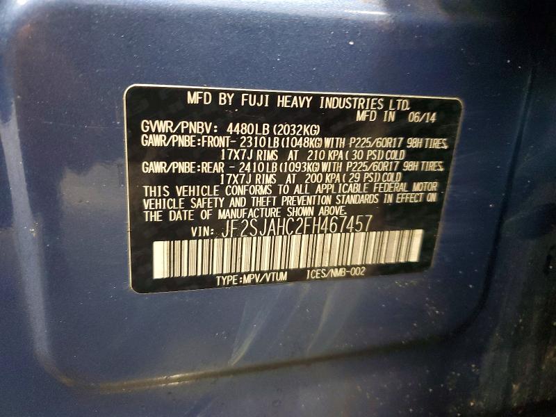 Продажа на аукционе авто 2015 Subaru Forester, vin: JF2SJAHC2FH467457, номер лота: 52122576