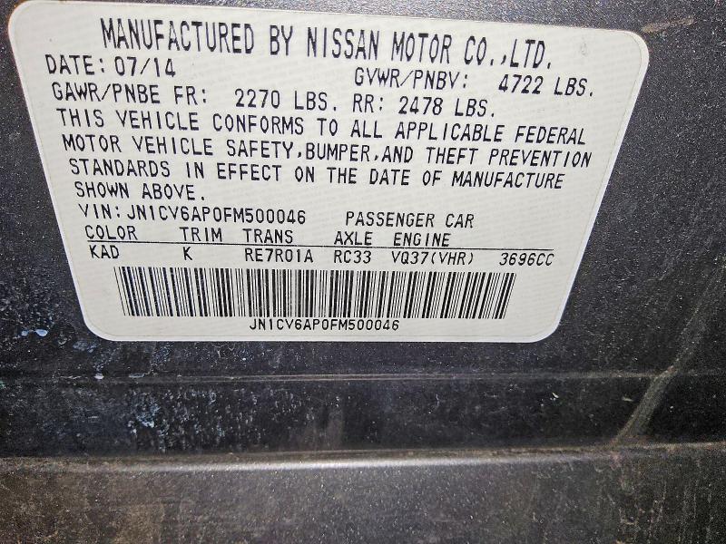 Продаж на аукціоні авто 2015 Infiniti Q40, vin: JN1CV6AP0FM500046, номер лоту: 49470626