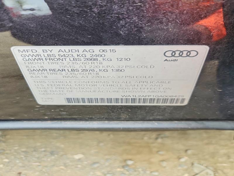 51650916 :رقم المزاد ، WA1L2AFP1GA008429 vin ، 2016 Audi Q5 مزاد بيع