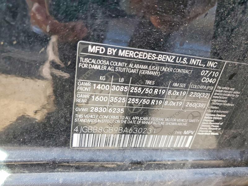 2011 Mercedes-benz Ml მანქანა იყიდება აუქციონზე, vin: 4JGBB8GB9BA630231, აუქციონის ნომერი: 48168326