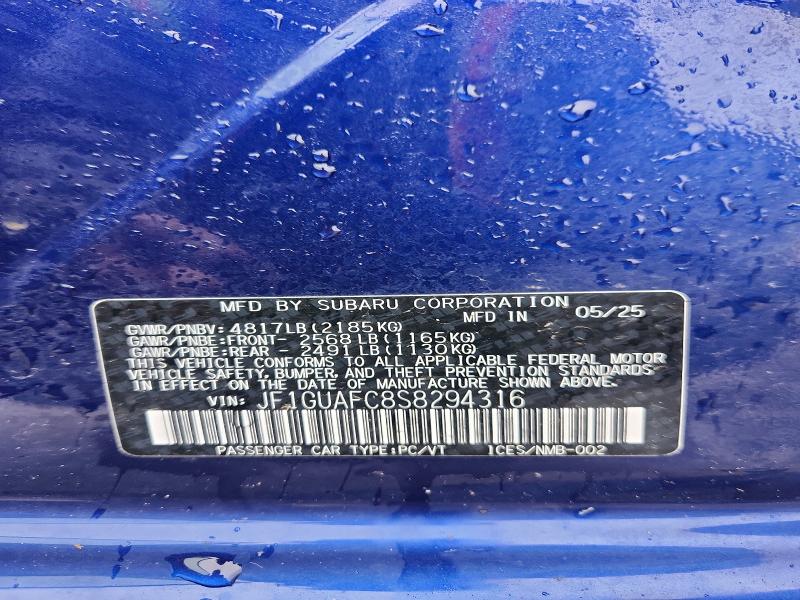 Продажа на аукционе авто 2025 Subaru Impreza, vin: JF1GUAFC8S8294316, номер лота: 48332656