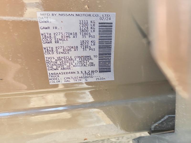 Продаж на аукціоні авто 2024 Nissan Titan, vin: 1N6AA1ED4RN111280, номер лоту: 49487416