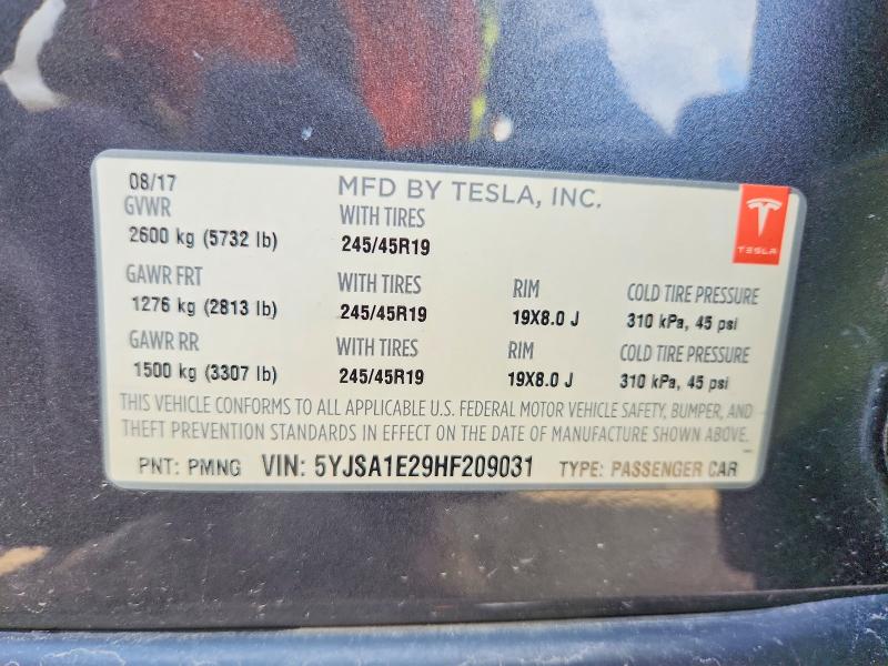 Aukcja sprzedaży 2017 Tesla Model S, vin: 5YJSA1E29HF209031, numer aukcji: 48194916