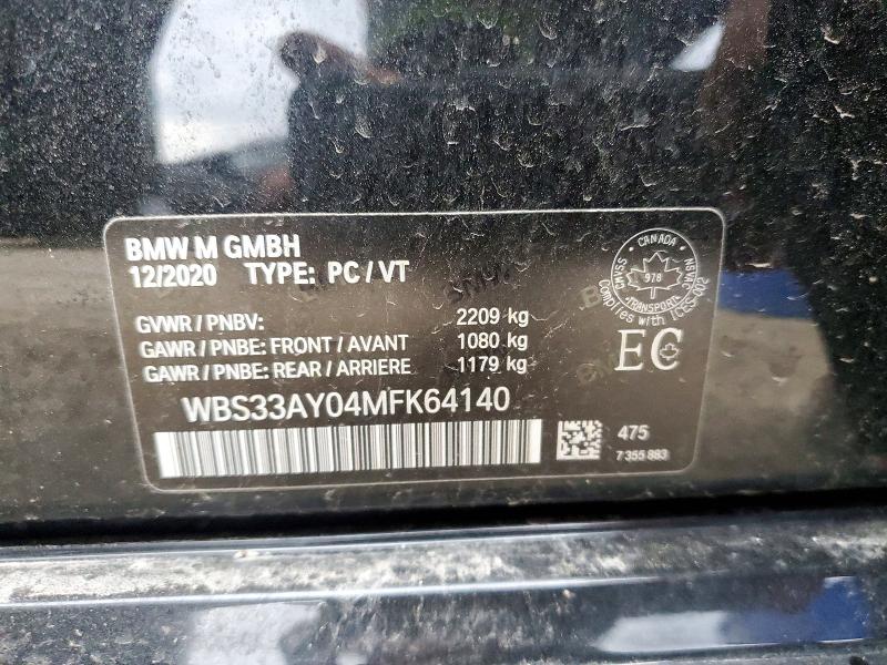 Aukcja sprzedaży 2021 Bmw M3, vin: WBS33AY04MFK64140, numer aukcji: 46876356