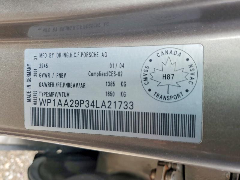 2004 Porsche Cayenne მანქანა იყიდება აუქციონზე, vin: WP1AA29P34LA21733, აუქციონის ნომერი: 51484506