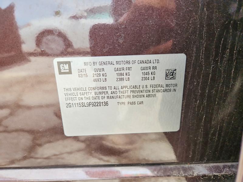 51848606 :رقم المزاد ، 2G1115SL9F9220136 vin ، 2015 Chevrolet Impala مزاد بيع