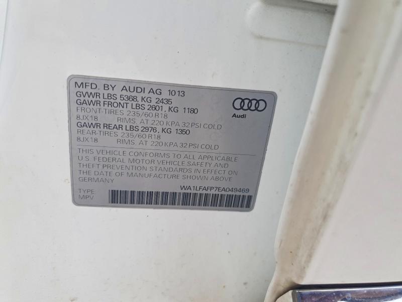 2014 Audi Q5 მანქანა იყიდება აუქციონზე, vin: WA1LFAFP7EA049469, აუქციონის ნომერი: 50067556