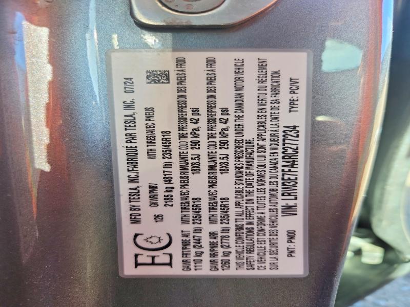 Auction sale of the 2024 Tesla Model 3, vin: LRW3E7FA4RC277234, lot number: 51298106