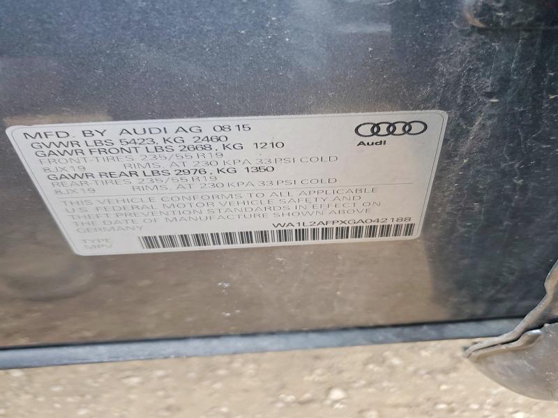 Продаж на аукціоні авто 2016 Audi Q5, vin: WA1L2AFPXGA042188, номер лоту: 48461996