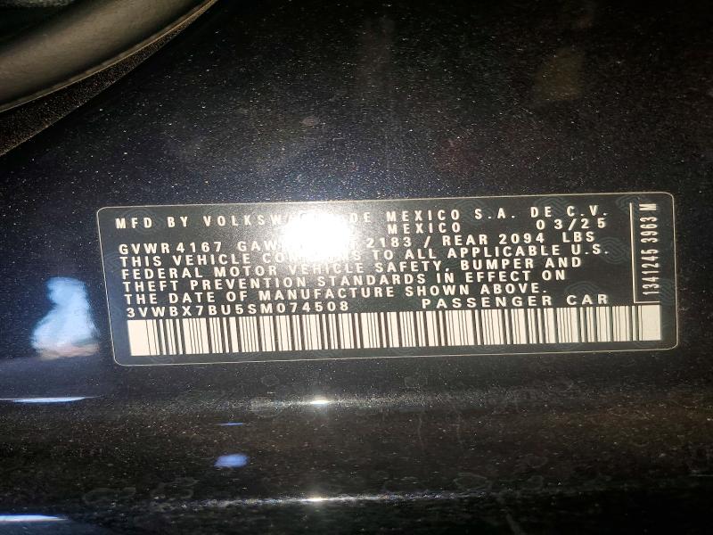 50505046 :رقم المزاد ، 3VWBX7BU5SM074508 vin ، 2025 Volkswagen Jetta مزاد بيع