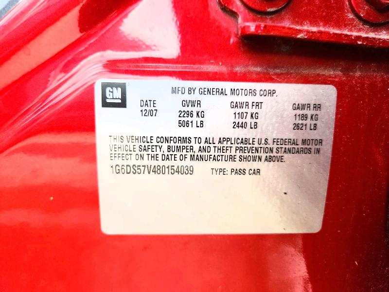 2008 Cadillac Cts მანქანა იყიდება აუქციონზე, vin: 1G6DS57V480154039, აუქციონის ნომერი: 50692786