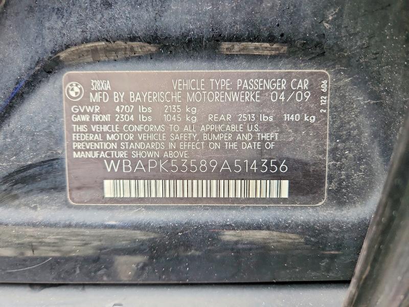 50732156 :رقم المزاد ، WBAPK53589A514356 vin ، 2009 Bmw 328 مزاد بيع