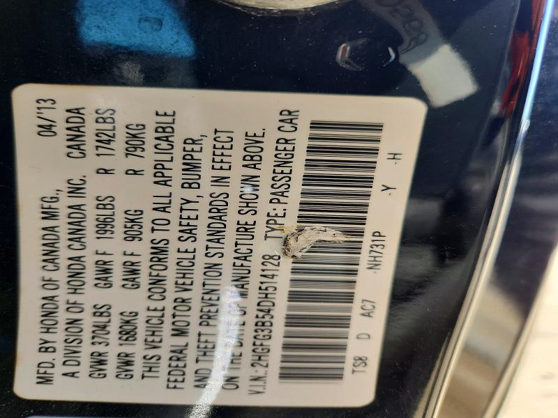 Aukcja sprzedaży 2013 Honda Civic, vin: 2HGFG3B54DH514128, numer aukcji: 48972606