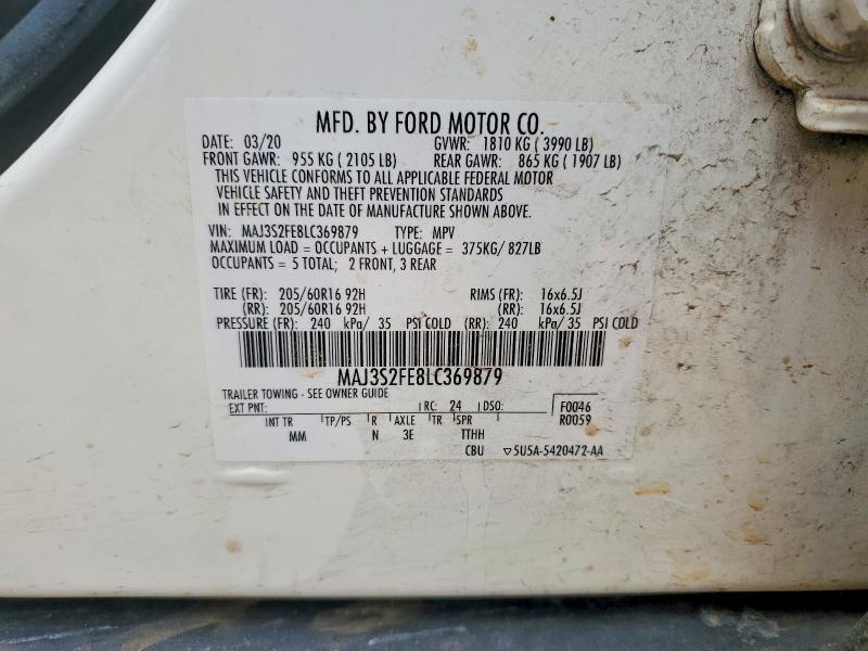 2020 Ford Ecosport მანქანა იყიდება აუქციონზე, vin: MAJ3S2FE8LC369879, აუქციონის ნომერი: 49599556