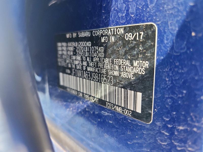 2018 Subaru Wrx მანქანა იყიდება აუქციონზე, vin: JF1VA1A63J9816523, აუქციონის ნომერი: 49562746