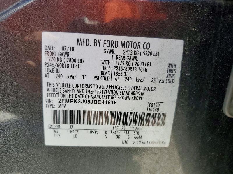 Aukcja sprzedaży 2018 Ford Edge, vin: 2FMPK3J98JBC44918, numer aukcji: 48506796
