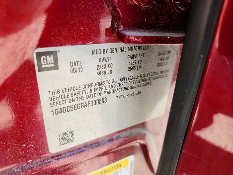 49604186 :رقم المزاد ، 1G4GC5EG8AF300503 vin ، 2010 Buick Lacrosse مزاد بيع