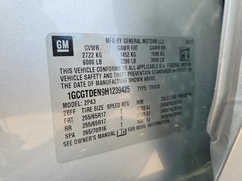 Продаж на аукціоні авто 2017 Chevrolet Colorado, vin: 1GCGTDEN9H1239425, номер лоту: 49371826
