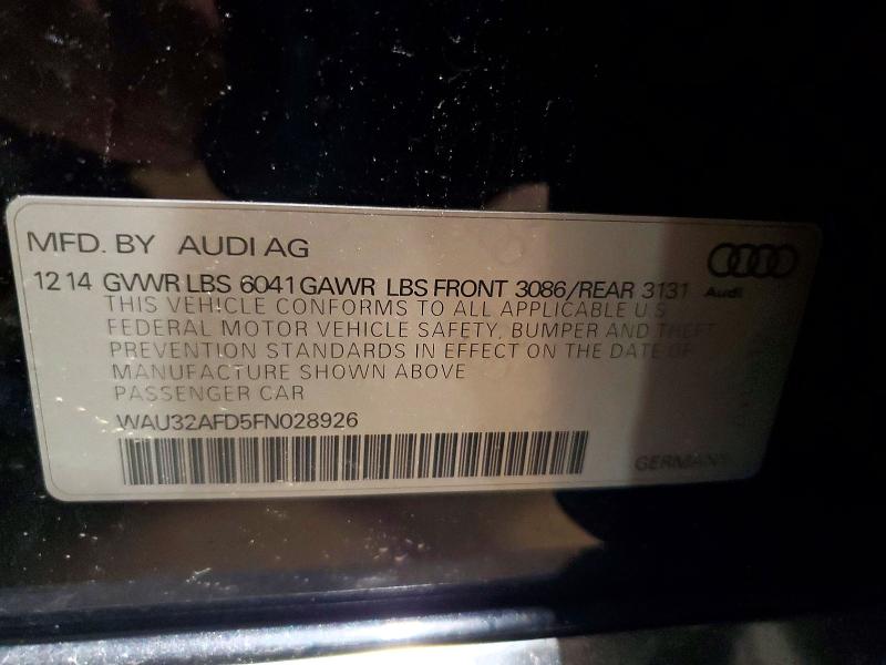 48144096 :رقم المزاد ، WAU32AFD5FN028926 vin ، 2015 Audi A8 مزاد بيع