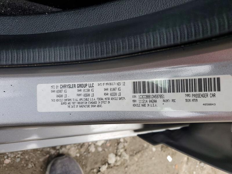 2013 Chrysler 200 მანქანა იყიდება აუქციონზე, vin: 1C3CCBBB1DN597851, აუქციონის ნომერი: 51550656