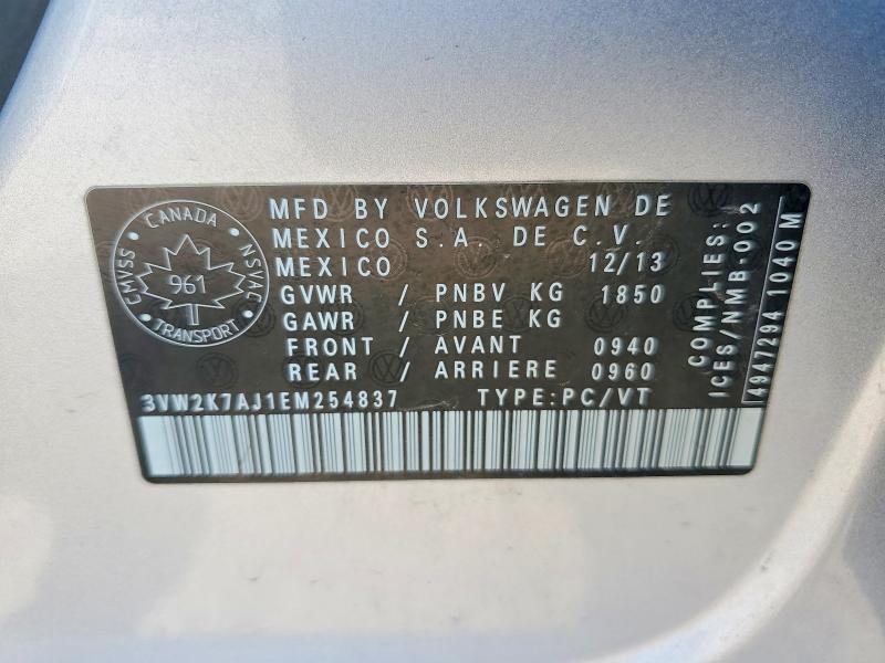 Продаж на аукціоні авто 2014 Volkswagen Jetta, vin: 3VW2K7AJ1EM254837, номер лоту: 49719046