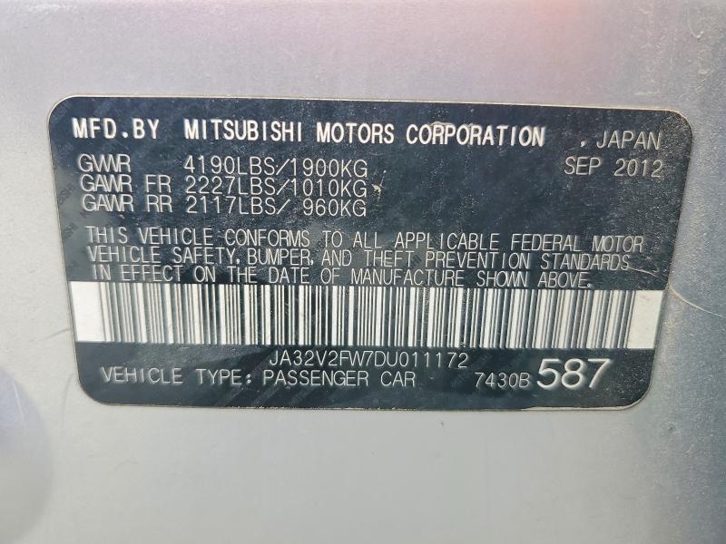 Aukcja sprzedaży 2013 Mitsubishi Lancer, vin: JA32V2FW7DU011172, numer aukcji: 49424816
