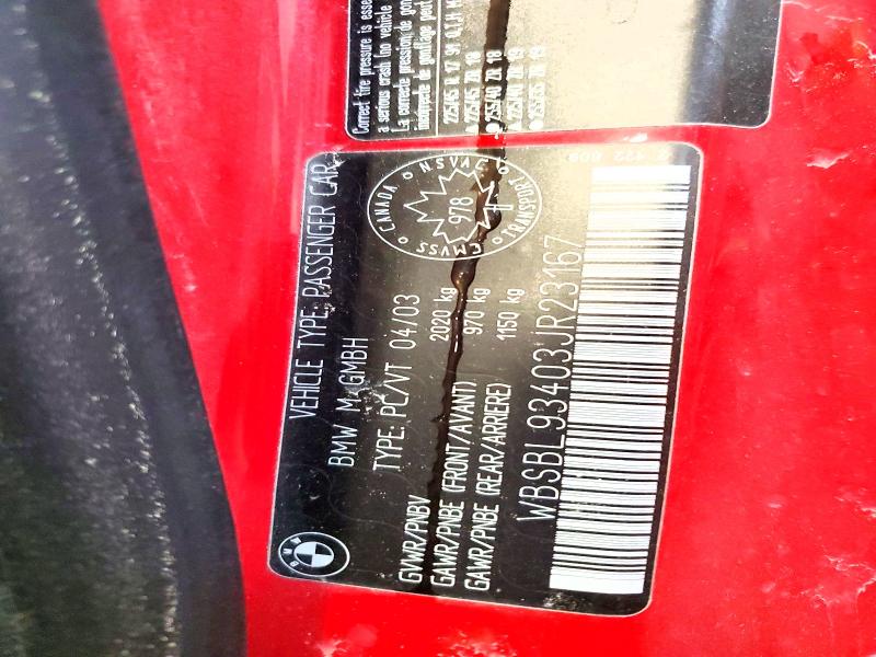 2003 Bmw M3 მანქანა იყიდება აუქციონზე, vin: WBSBL93403JR23167, აუქციონის ნომერი: 47610946