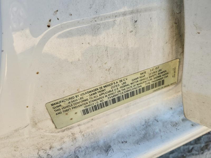 Aukcja sprzedaży 2008 Volkswagen Jetta, vin: 3VWRM71KX8M104294, numer aukcji: 50287826