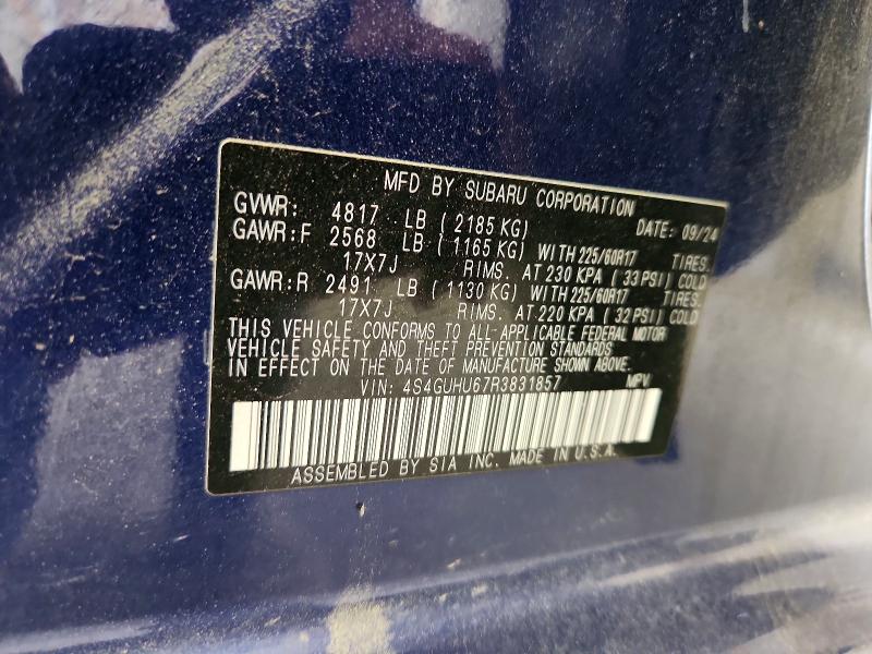 2024 Subaru Crosstrek მანქანა იყიდება აუქციონზე, vin: 4S4GUHU67R3831857, აუქციონის ნომერი: 48042236