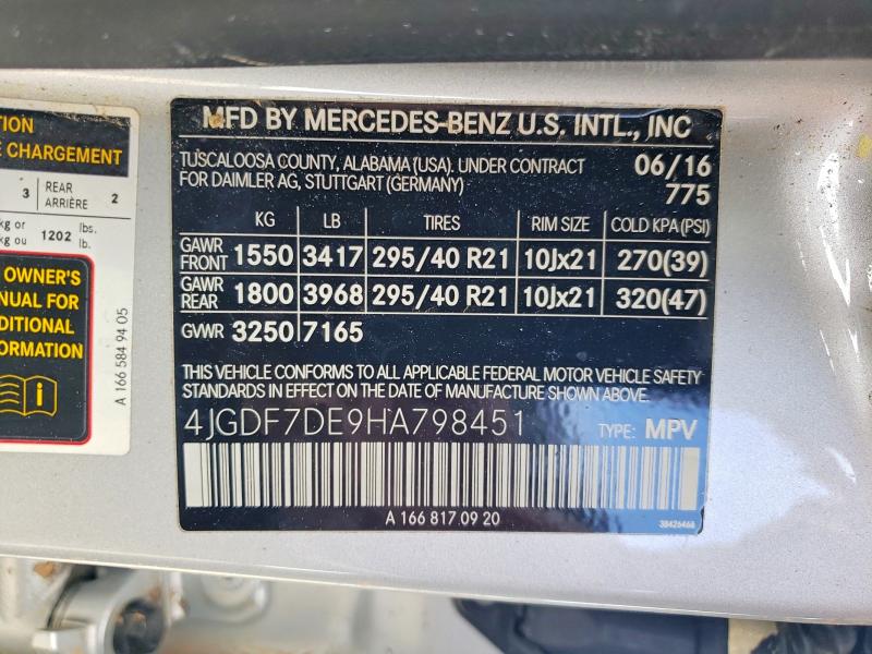 Aukcja sprzedaży 2017 Mercedes-benz Gls, vin: 4JGDF7DE9HA798451, numer aukcji: 48747846