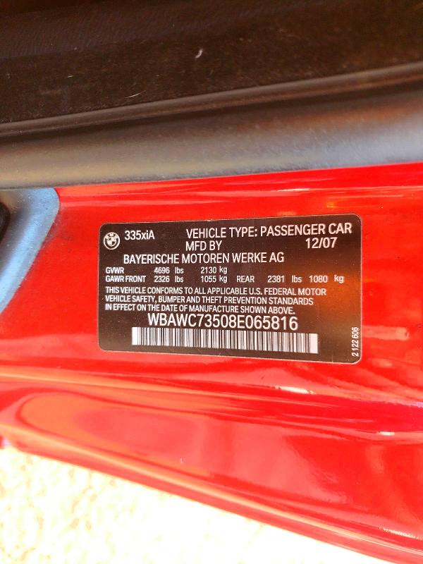 Aukcja sprzedaży 2008 Bmw 335, vin: WBAWC73508E065816, numer aukcji: 48765596