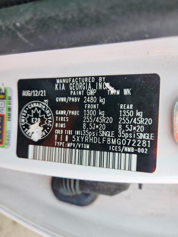 Продажа на аукционе авто 2021 Kia Sorento, vin: 5XYRHDLF8MG072281, номер лота: 47289006