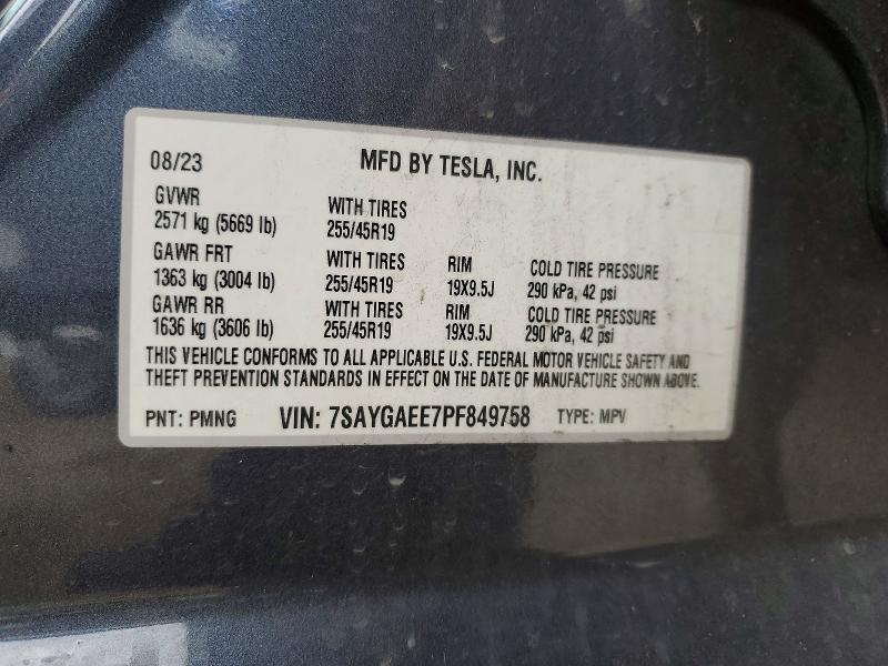 Продаж на аукціоні авто 2023 Tesla Model Y, vin: 7SAYGAEE7PF849758, номер лоту: 51581006