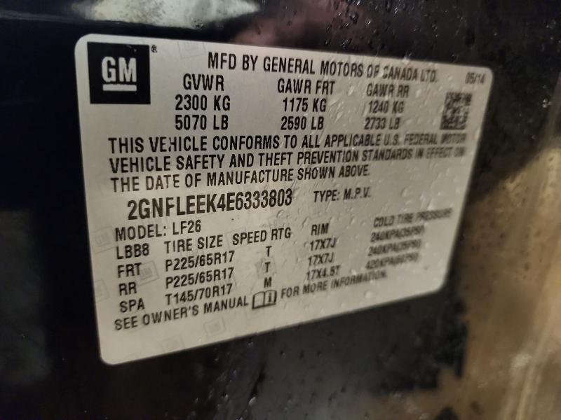 48333766 :رقم المزاد ، 2GNFLEEK4E6333803 vin ، 2014 Chevrolet Equinox مزاد بيع