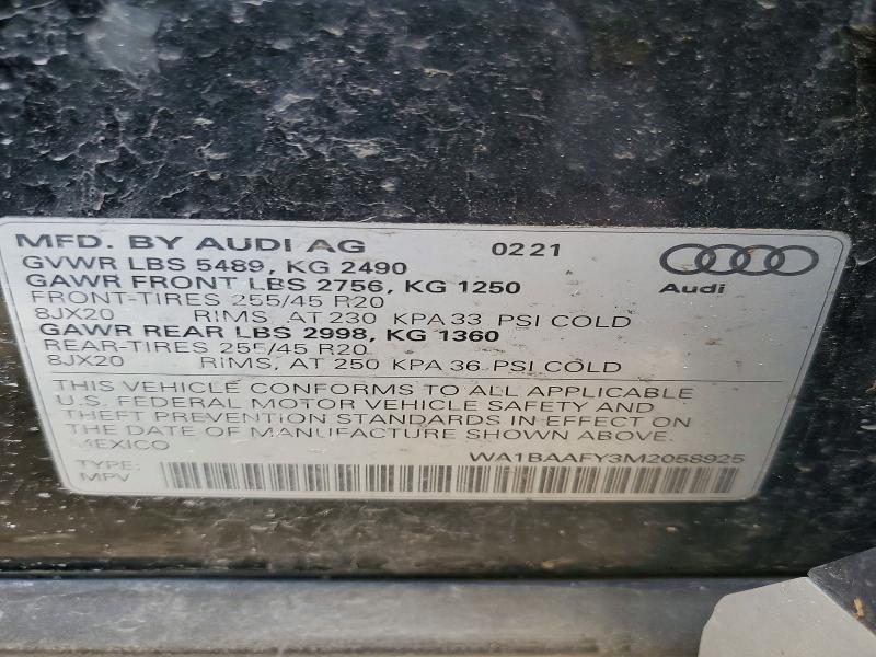 Продажа на аукционе авто 2021 Audi Q5, vin: WA1BAAFY3M2058925, номер лота: 50461576