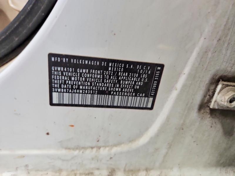 51641686 :رقم المزاد ، 3VWB67AJ6HM263512 vin ، 2017 Volkswagen Jetta مزاد بيع