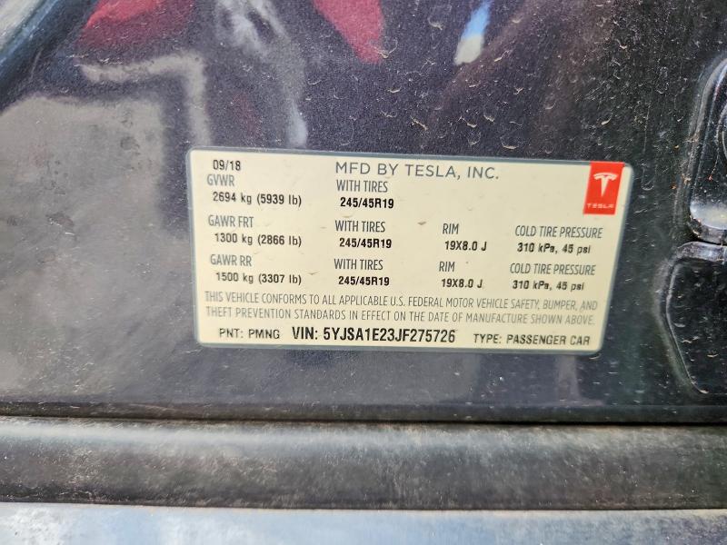 Продажа на аукционе авто 2018 Tesla Model S, vin: 5YJSA1E23JF275726, номер лота: 49843456