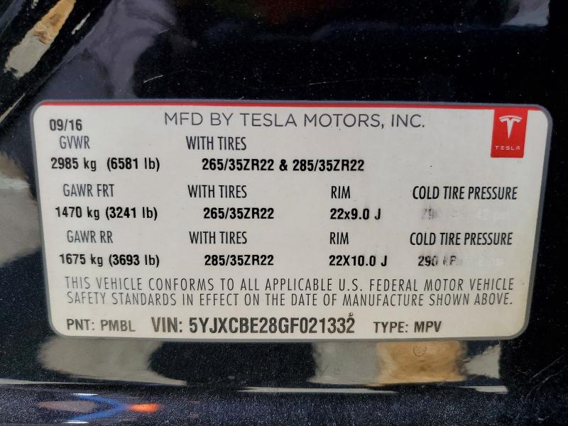 Продаж на аукціоні авто 2016 Tesla Model X, vin: 5YJXCBE28GF021332, номер лоту: 51337416